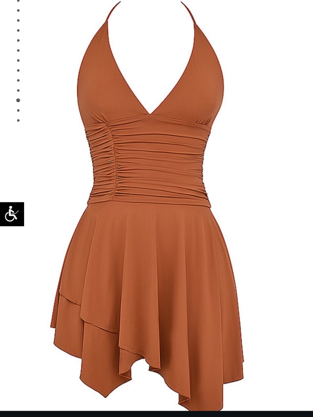 Mistress Rocks Rust Halter Ruched Dress - Picture 4 of 9